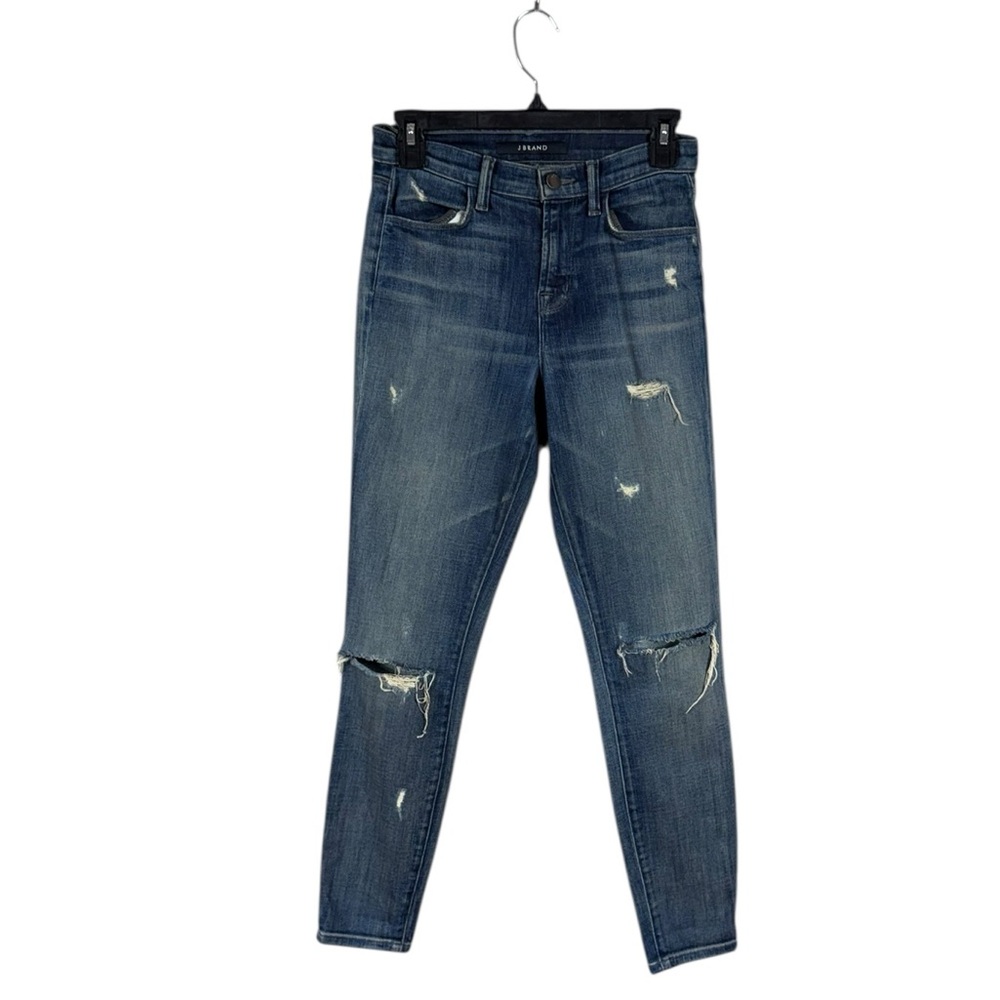 J Brand Womens Alana High Rise Jeans Size 24 Distressed Edgy Dark Wash